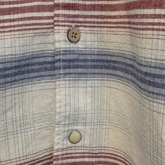 Panhandle Rough Stock Button Up Shirt Red White Blue Cotton Short Sleeve Men's M - Picture 4 of 10